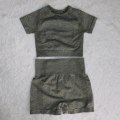 Miniatyrbillede 9 af 11: Yoga Sæt Fitness Sportsdragter Træningsdragt Top Højtaljede Leggings Til Kvinder wine red shorts set M