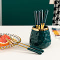 Miniatyrbillede 4 af 6: Husholdnings Rustfrit Stål High-End Overkommelig Luksus Frugt Gaffel Ske Sæt Kagegaffel Dessertgaffel Opbevaringstank Bordbestik Gaffel Ske White 3 forks 3 Spoons