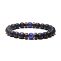 Miniatyrbild 4 av 11: Pärlarmband för män Naturlig vulkanisk sten Pärla Tibetansk Buddha chakra Lavasten Diffuser Armband Herr Mode Nya Smycken Style 10