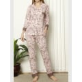 Miniatyrbilde 1 av 3: Brunt pyjamassett for kvinner med lommer, knapper, lycra og blonder Brown M