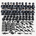 Miniatyrbild 1 av 8: MOC Militärpolis Byggkloss Set Svart SWAT Liten Partikel Montering Docka Leksak Leksakspåse 22pcs Doll toy height about 5cm