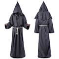 Miniatyrbillede 7 af 8: Middelalder Halloween Kristen Munk Præst Kåber Heks Troldmand Kappe Cape Party Død Spøgelse Vampyr Djævel Dæmon Cosplay Kostumer Red M