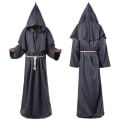 Pikkukuva 6 / 8: Keskiaikainen Halloween Kristillinen Munkki Pappi Kaapu Noidan Velhon Viitta Cape Juhla Kuolema Aave Vampyyri Paholainen Demon Cosplay Asut Black S
