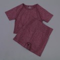 Miniatyrbild 1 av 11: Yoga Set Träningskläder Sportdräkt Kortärmad Crop Top Yogashorts För Kvinnor wine red set L