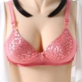 Miniatyrbilde 2 av 5: Dame Ensfarget Sexy Jacquard Glanset Pustende BH Vattert Push Up Justerbar Stropp BH Red 38/85BC