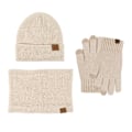 Miniatyrbild 8 av 11: Vintermössa Halsduk Handskar Tredelat Set Fleecefodrad Pekskärm Utomhus Kallt Väderskydd Förtjockad Stickad Red three-piece set