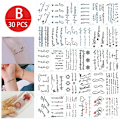 Miniatyrbilde 1 av 11: Midlertidige tatoveringsklistremerker for jenter, vanntette, langvarige, falske tatoveringsklistremerker, lyse, søte tatoveringer på kropp, ansikt, barn B 30pcs