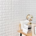 Miniatyrbillede 5 af 5: Selvklæbende 3D Vægpaneler Vandtæt Hvid Mursten Printbart 3D Tapet til Soveværelse Badeværelse Køkken Pejs Hvid White