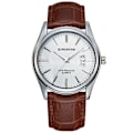 Miniatyrbillede 1 af 11: Trendy Mode Stålbælte Herre Kalender Vandtæt Læder Urrem Ur Brown Belt white plate men's