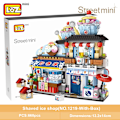Miniatyrbilde 7 av 7: LOZ Mini Byggeklosser Japansk Mini Gateutsikt sammenleggbar matgate blekksprutgrill isbutikk monterings byggekloss leker 1218  With Box