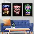 Miniatyrbilde 4 av 5: Sleep Game Repeat Veggkunst Plakat Trykk Lerret Maleri Bilde For Barn Gutter Rom Dekorativt Lekerom AC359-3 20X30cm Uten Ramme AC359-3 20X30cm Unframed