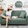 Miniatyrbild 3 av 11: Elastiskt Vattentätt Sofföverdrag Enfärgat Hög Stretch Överdrag Allomfattande Elastiskt Sofföverdrag Soffskydd för Vardagsrum Light Purple 3-seater 190-230cm