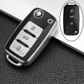 Miniatyrbild 1 av 8: Läder TPU Bil Fjärrkontroll Nyckel Fodral Fob För Bora Polo Tiguan Jetta Passat B5 B6 B7 Golf Beetle För Skoda Octavia Silver