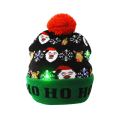 Miniatyrbillede 1 af 11: Julesweater med julehat, Santa Elk, strikket hue med LED-lys, tegneseriemønster, julegave til børn, nytårsartikler B06 21x20cm