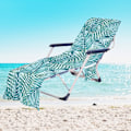 Miniatyrbillede 1 af 11: Tropiske Planter Mikrofiber Strandstol Betræk Håndklæde Med Lomme Udendørs Hurtigtørrende Bærbar Have Pool Loungestol Tæppe 20 73x210cm