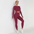 Pikkukuva 7 / 11: Eurooppalainen ja amerikkalainen neulottu yksivärinen saumaton pitkähihainen housupuku joogaan, urheiluun ja kuntoiluun, kaksiosainen setti 6095 long sleeve trousers suit-Black S
