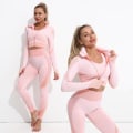 Miniatyrbillede 2 af 11: Yoga Sæt Træning fitness tøj til kvinders træningsdragt 3 Pcs set gray M