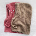 Miniatyrbillede 5 af 11: Western Style Efterår og Vinter Mode Varmt Halstørklæde Halsbeskyttelse Integreret Uldstrikket Hue Kvinder Plum Red