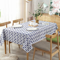 Miniatyrbilde 3 av 6: Tykkere duk i bomulls-linblanding med enkelt blått fisketrykk, japansk stil, vaskbar duk for bryllup og tebord with lace 140 X 180CM