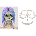 Miniatyrbillede 1 af 11: Ansigtsmakeup Klistermærke Speciel Vandtæt Ansigts tatovering De Dødes Dag Kranie Ansigts udklædning Halloween Midlertidige Tatoverings Klistermærker Rhinestone H04