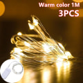 Miniatyrbilde 1 av 11: 3 stk. Stjernefylt Romantisk LED Gardinlys for Juletre/gave/Hjem/Girlander/Dekorasjon Warm white 1M-3PCS