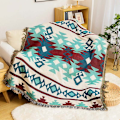 Miniatyrbild 1 av 4: BESTPRO Pläd Stickad Filt med Tofsar Bohemiska Sofffiltar Överkast Sofföverdrag Sängfilt Heminredning 1 90x210cm