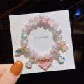 Miniatyrbilde 1 av 11: Barneperle Tegneseriearmbånd Søtt Gradientfarge Armbånd Jente Baby Dekor Beaded Armbånd Armbåndstilbehør 6# Pink Love