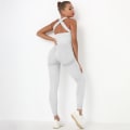 Miniatyrbilde 9 av 11: Europeisk og amerikansk sømløs sexy ferskenrumpe yoga-body Quick-Drying Fitness Sports Ryggformende yogaklær i ett stykke 6205 jumpsuit-Army Green M