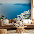 Miniatyrbillede 1 af 5: Vægmaleri - Udsigt over Santorini 100x70 cm 100x70 cm