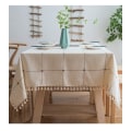 Miniatyrbilde 10 av 11: Duske Cotton Linen Ensfarget Rutete Støvtett Duk Rektangulær Duk Brown 140*140cm