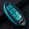Miniatyrbillede 3 af 7: 4-knaps Bilnøgle Etui Cover til Nissan Leaf Micra Qashqai J11 J10 X Trail T32 Versa Note Patrol Nøgle Fob Cover Tilbehør Silver