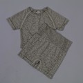 Pikkukuva 5 / 11: Joogasetti Urheilupuku Treenausvaatteet Lyhythihainen Crop Top Joogashortsit Naisille gray set M