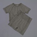 Pikkukuva 5 / 11: Joogasetti Urheilupuku Treenausvaatteet Lyhythihainen Crop Top Joogashortsit Naisille wine red top S