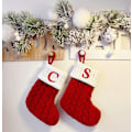 Miniatyrbild 3 av 11: Hängbar Röd stickad Julstrumpa Snöflinga Bokstav Julstrumpa Julgranshängande Ornament 2024 Navidad Natal Xams No Pattern