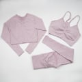 Miniatyrbillede 10 af 11: Yoga Sæt Kvinder Træning Sportstøj Fitness Tøj Leggings+ BH Sportsdragter ShirtsPantsBlue S