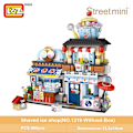 Miniatyrbilde 6 av 7: LOZ Mini Byggeklosser Japansk Mini Gateutsikt sammenleggbar matgate blekksprutgrill isbutikk monterings byggekloss leker 1218  With Box