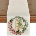 Miniatyrbilde 5 av 11: Søt naturlig jute burlap påskehare blomster egg ku trykt bordløper bordflagg duk stoffdeksel duk fest hjem dekor rectangle 33X200CM white 6