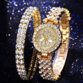 Miniatyrbillede 6 af 8: Armbåndsur Damer Kreativt Gavesæt Dameursgave Golden suit 2