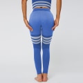 Miniatyrbild 10 av 11: Europeiska och amerikanska sexiga persiko-höft hög midja yogabyxor dam stickade sömlösa och ventilerande randiga yoga fitness leggings 6088 pants-Black L