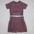 Miniatyrbild 1 av 11: Yoga Set Träningskläder Sportset Gymkläder Träningsoverall Högmidjade Leggings För Kvinnor wine red shorts set M
