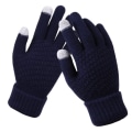 Miniatyrbilde 1 av 11: Dame Vinter Touch Screen Hansker Tykke Varme Strikkede Stretch Hansker Imitert Ull Full Finger Utendørs Skihansker Navy One Size