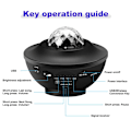 Miniatyrbillede 5 af 6: LED Projektor Ocean Wave Natlampe Rumindretning Roterende Stjernehimmel Projektorer Dekoration Soveværelseslampe Black