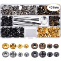 Miniatyrbild 1 av 9: Tryckknappar Kit 12.5mm Metall Tryckknappar för Kläder Hantverk Väska Skor Krage Bälte Jeans Perfekt Passform Justeringsknapp DIY Skräddare 40PCS