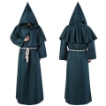 Pikkukuva 1 / 11: Keskiaikainen Halloween Kristillinen Munkki Pappi Kaapu Noita Velho Viitta Juhlat Kuolema Kummitus Vampyyri Paholainen Demoni Cosplay Puku Aikuisille Green L