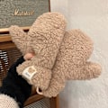 Miniatyrbillede 1 af 11: Bjørn Broderi Bløde Plys Handsker Kvinder Vinter Varme Tykke Fingerløse Vanter Piger Studenter Udendørs Varmer Gaver Håndbeskyttere BA One Size