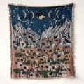 Miniatyrbillede 6 af 11: Mystiske Øjne Mønster Vævet Plaid Tæppe Væg Tæppe Sofa Seng Værelse Indretning Kvast Tråd Tæppe Stort Plaid Gobelin Picnic Måtte Xt07-7 130x150cm