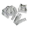 Miniatyrbild 9 av 11: Yoga Set Långärmad Crop Top T-shirt Leggings Träningsdräkt För Kvinnor Black Bra S