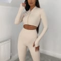 Miniatyrbild 1 av 6: Yoga Set Träningsset Sportset Träningskläder Dam Outfit Sportkläder Khaki S
