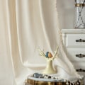 Miniatyrbild 11 av 11: Enkel Gardin i Bomull och Linne Randig Tofs Vardagsrum Gardinstång Beige Stripes tassel-Rod curtain 150W * 215 High CM