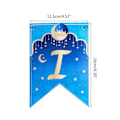 Miniatyrbillede 5 af 5: Eid Mubarak Blå Banner 2022 Måne Stjerne Træk Flag Baggrundsdekoration